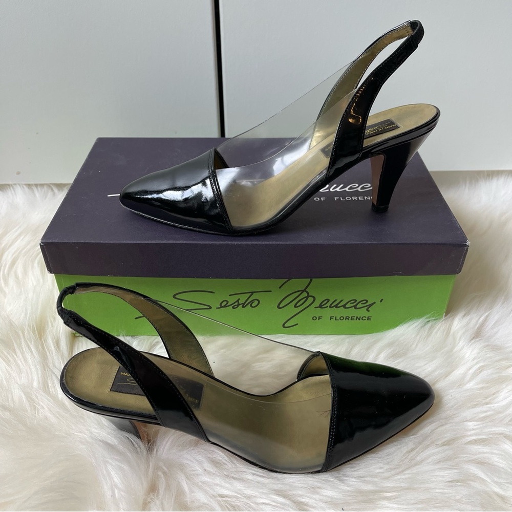Vintage Sesto Meucci of Florence Danit Black Patent Heels Size 6 Made in Italy